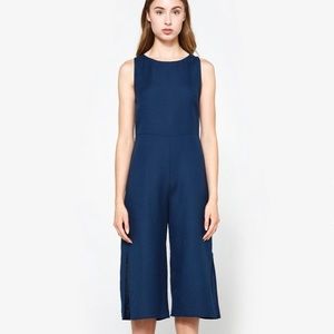 Need Supply Stelen Martina Blue Linen Jumpsuit